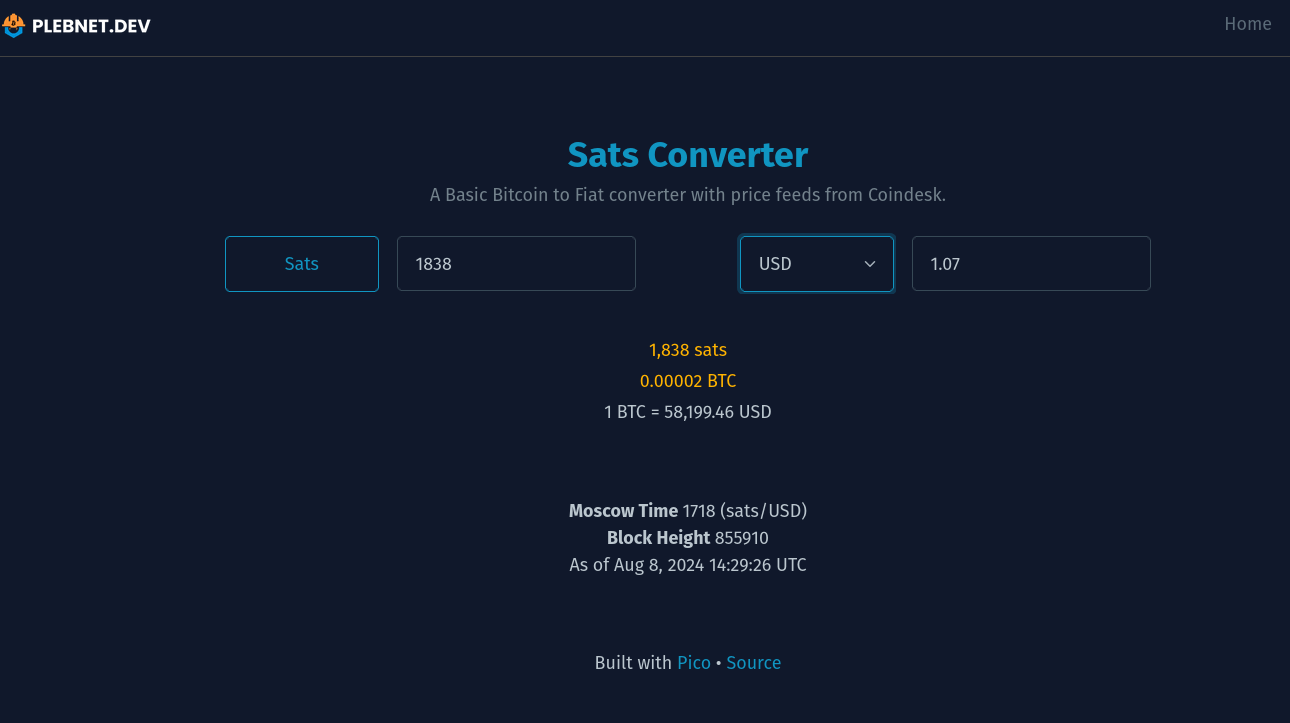 sats converter