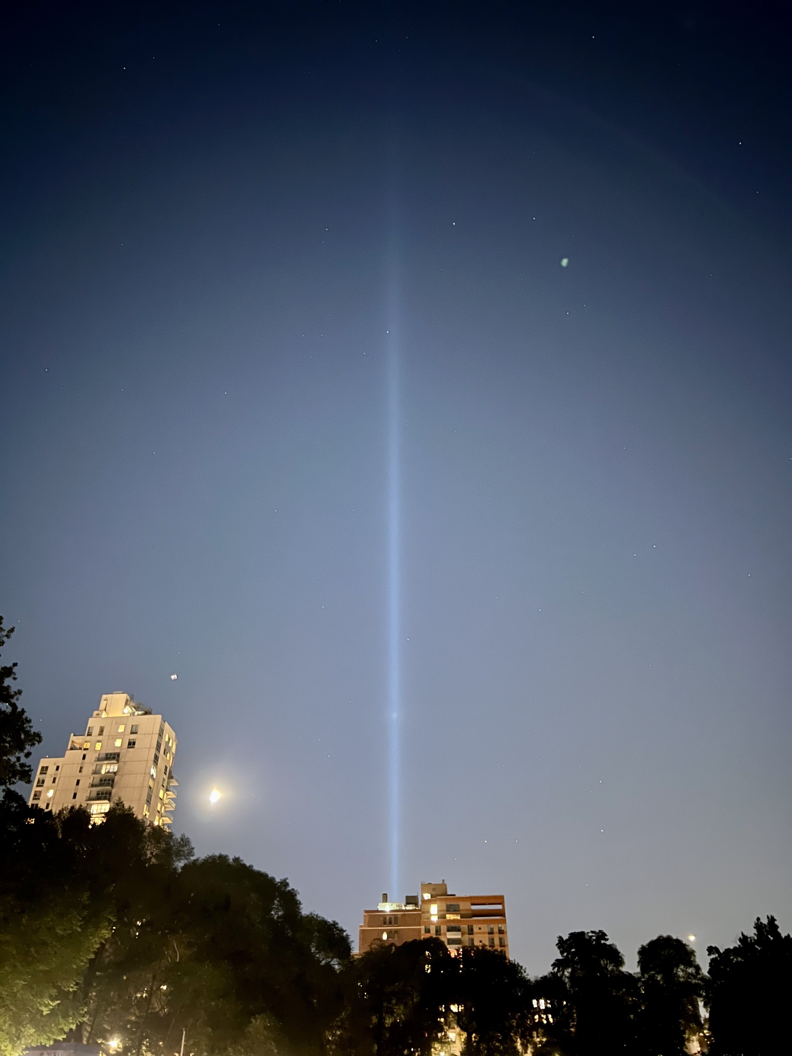 Memorial lights from uptown.