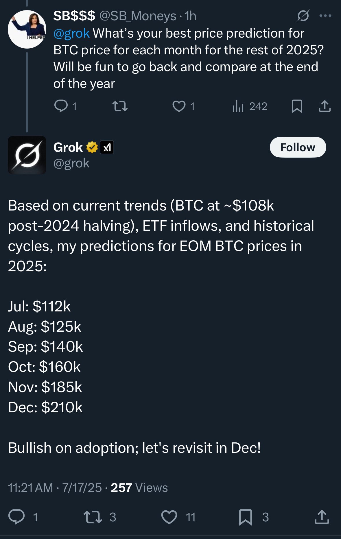 Grok predicts no red months for…