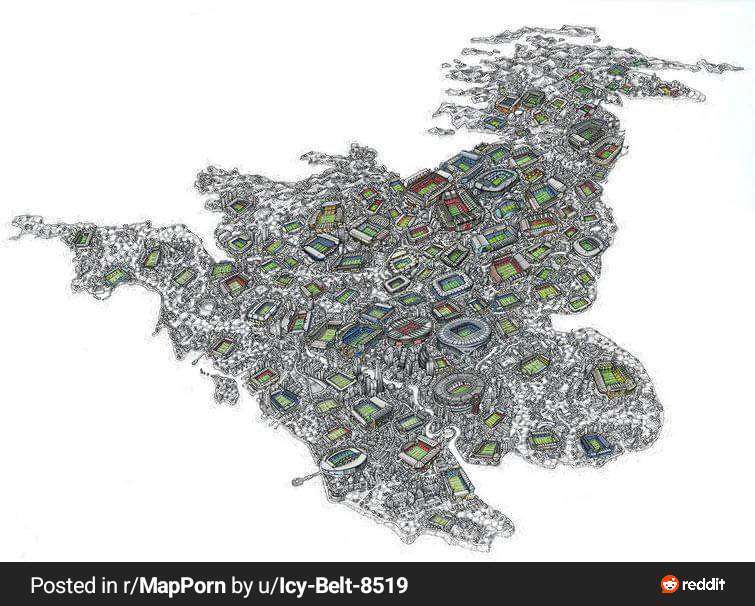 Football stadium map of England