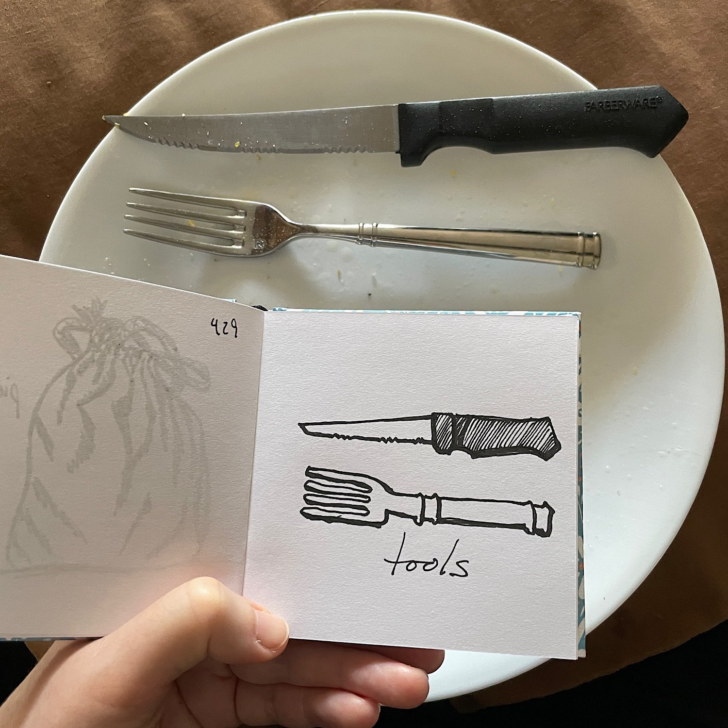 Boyfriend uses his fork to cut…