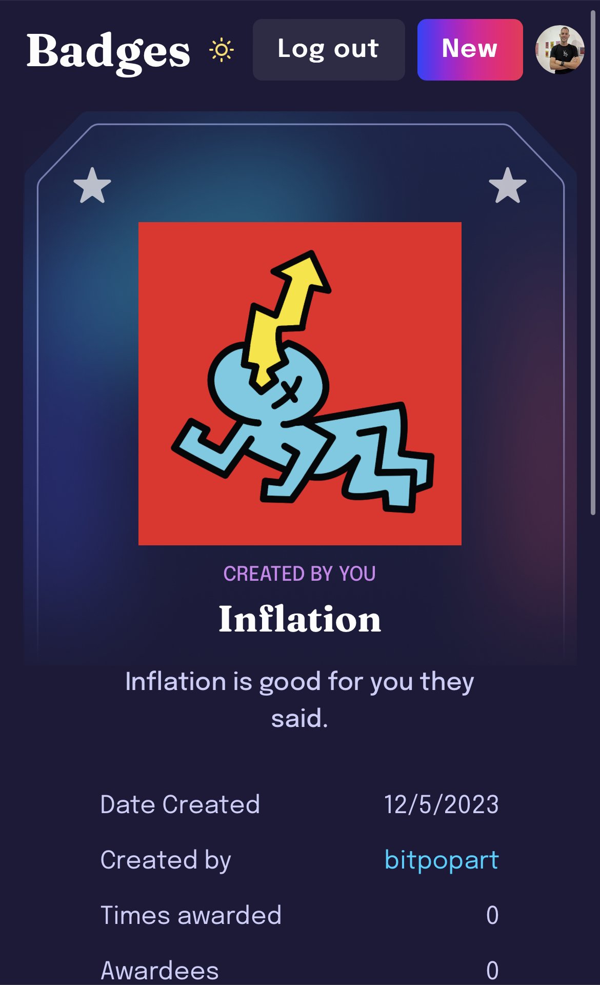 The inflation badge is here 😂🖐️📈