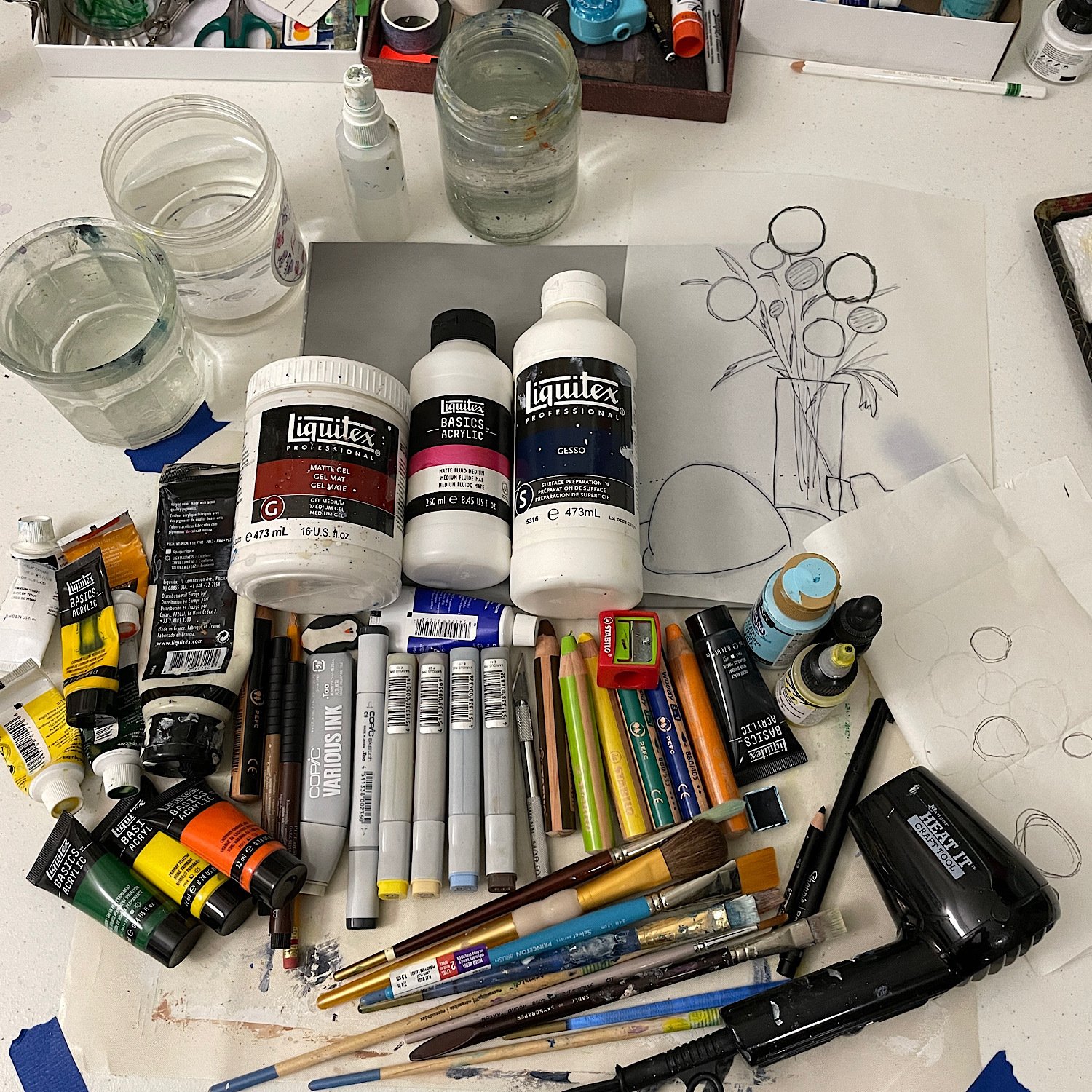 All the art supplies used in…