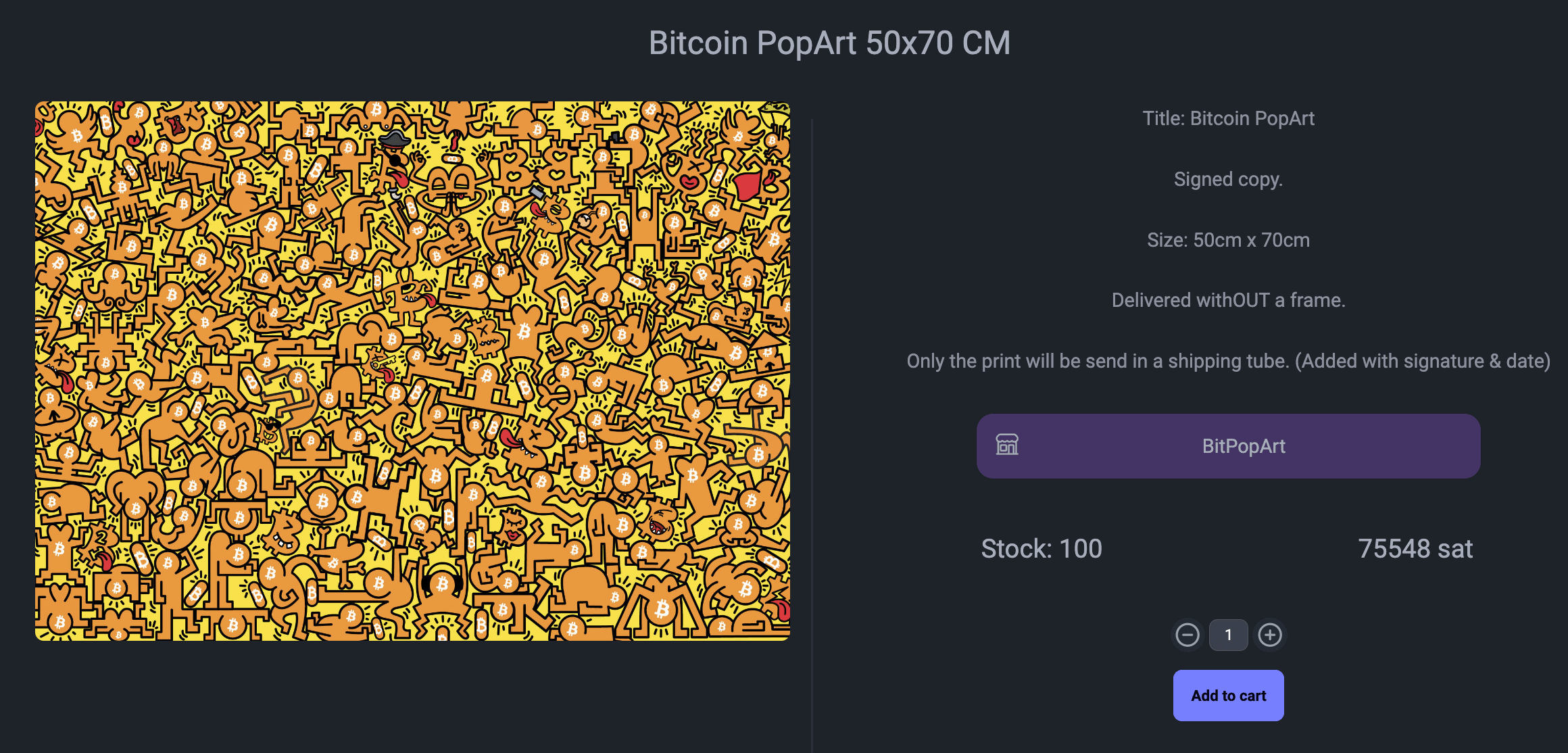 #Bitcoin PopArt piece 50x70 CM with…